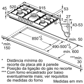 Placa Gas 90 S6  PCR9A5B90 Inox