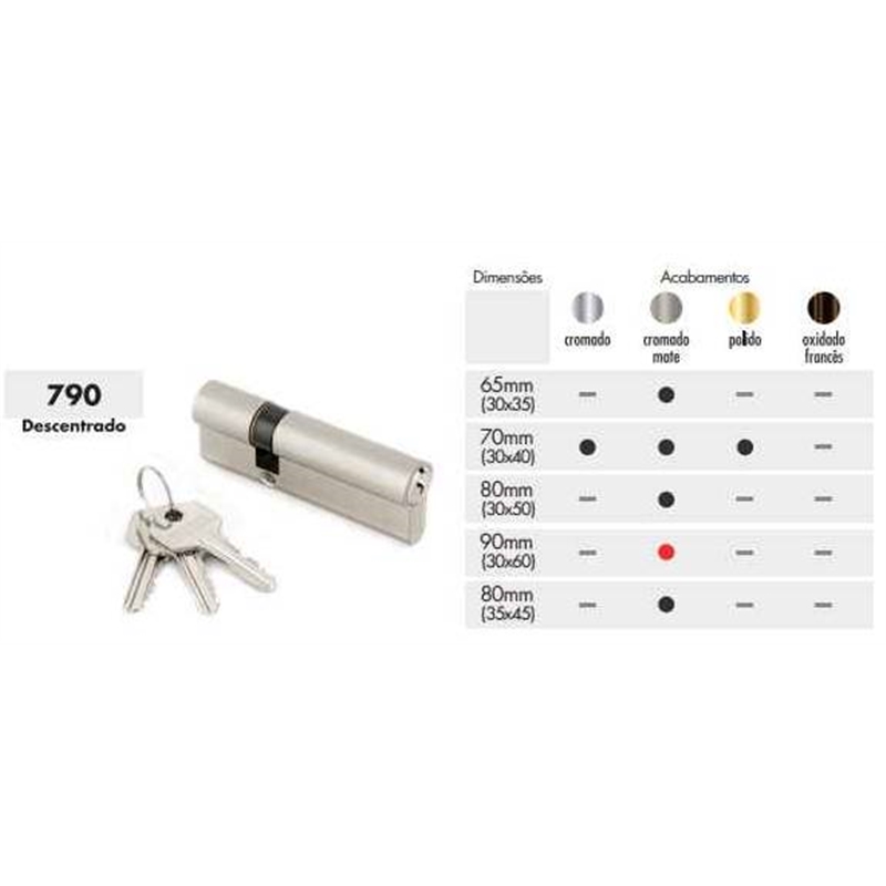 Cilindro Ref.790 80mm 30+50 Lat Crom - Teicocil TEICOCIL - 20200800035