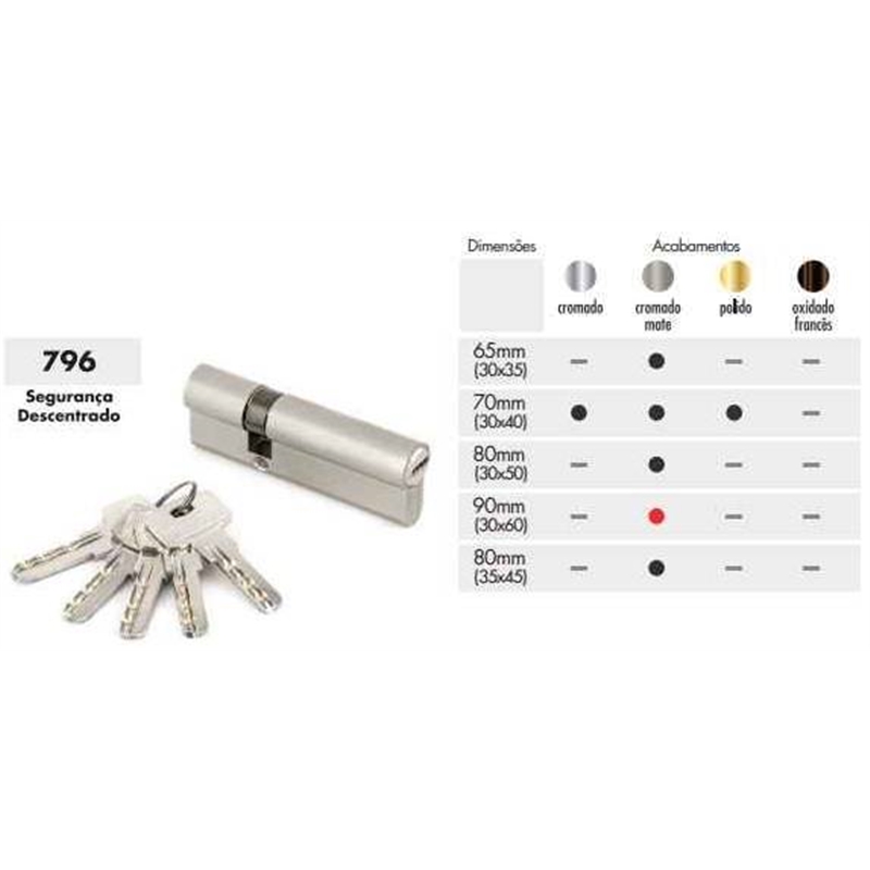 Cilindro Seg Ref.796 70mm30x40 Lat Crom-teicocil TEICOCIL - 20210300172