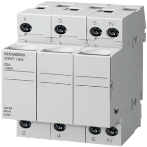 Seccionador Porta Fusíveis 10x38mm 3p+n 32a 3nw7063 SIEMENS - 9696969877436