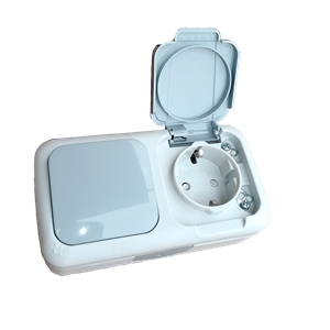 Tomada + Interruptor Estanque Exterior Cinza  Palmye Re VIKO - 9696969879125