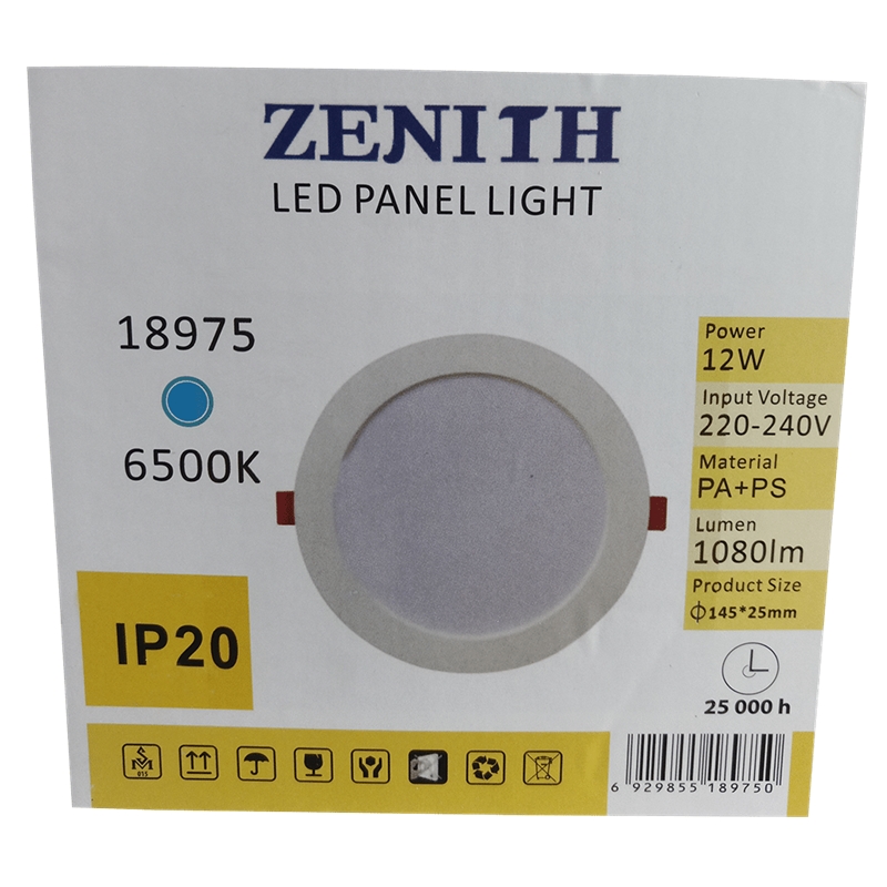 Painel Led Interior Redondo Branco 12w 220v-240v 6500k ZENIT - 9696969881432