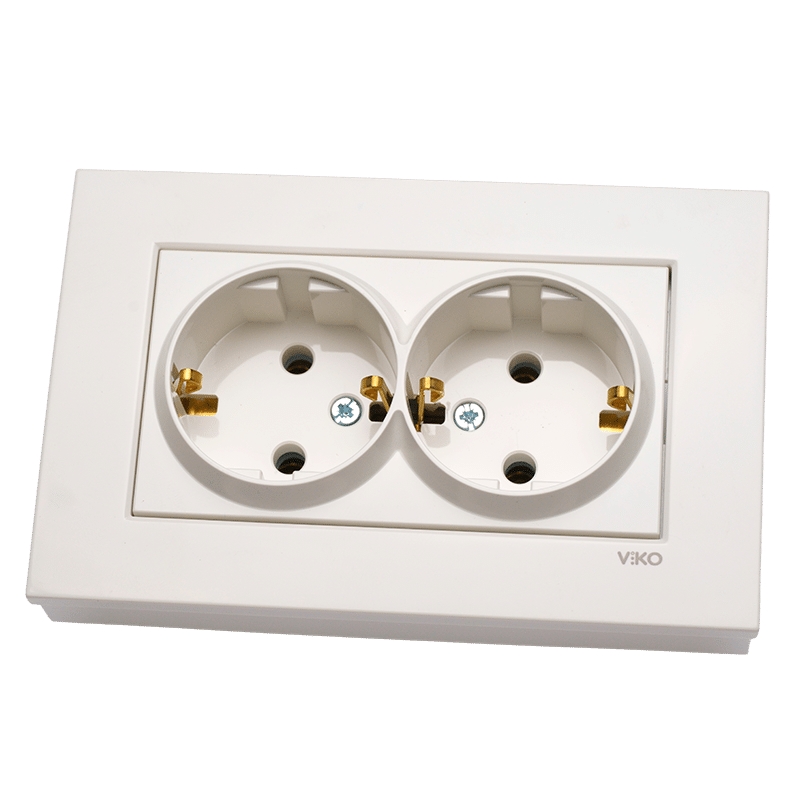 Tomada Shuko Dupla Branca Karre Ref. 909 VIKO by Panasonic - 9696969880508