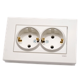 Tomada Shuko Dupla Branca Karre Ref. 909 VIKO by Panasonic - 9696969880508