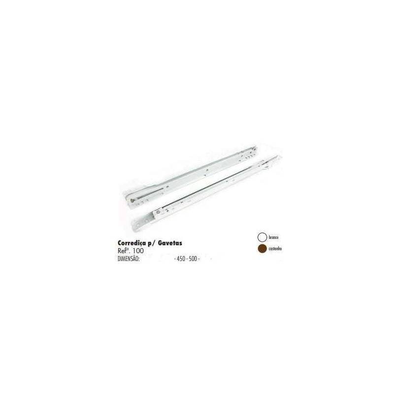 Corrediça 450mm Para Gaveta Branca JG Ref.100 TEICOCIL