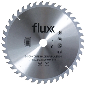 Disco Corte Madeira/Plástico 24D 185mm Flux - FCDCMP18520