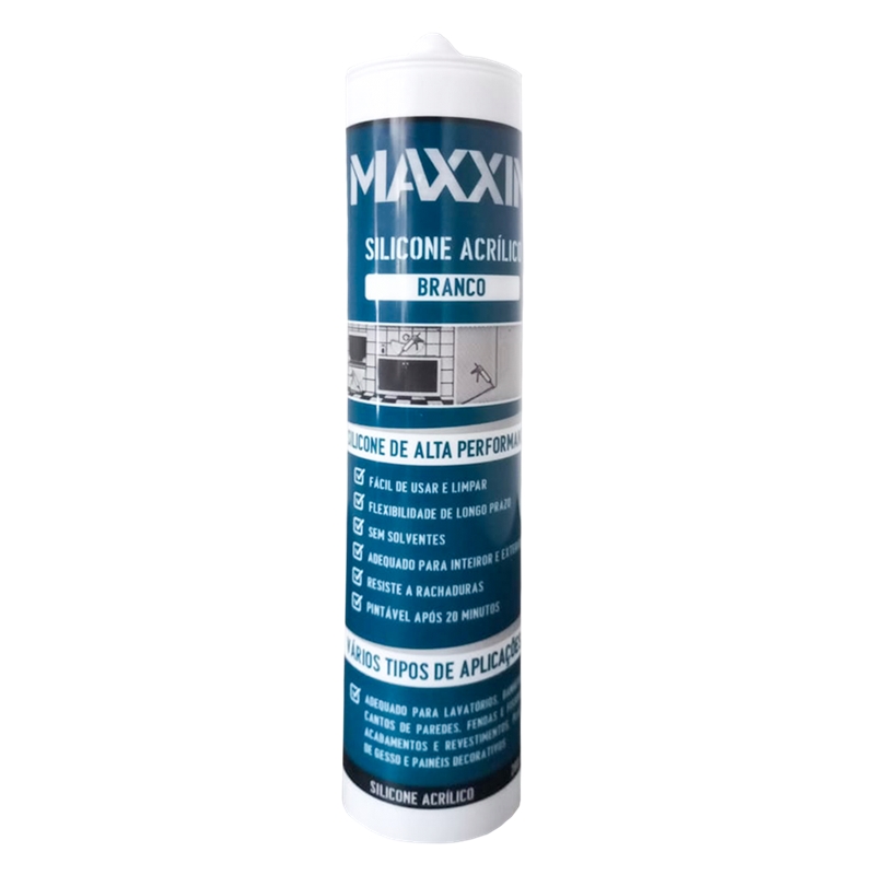 Silicone Acrilico Branco 280ml Maxxim - MSAB280 Silicone Acrilico Branco 280ml Maxxim - MSAB280