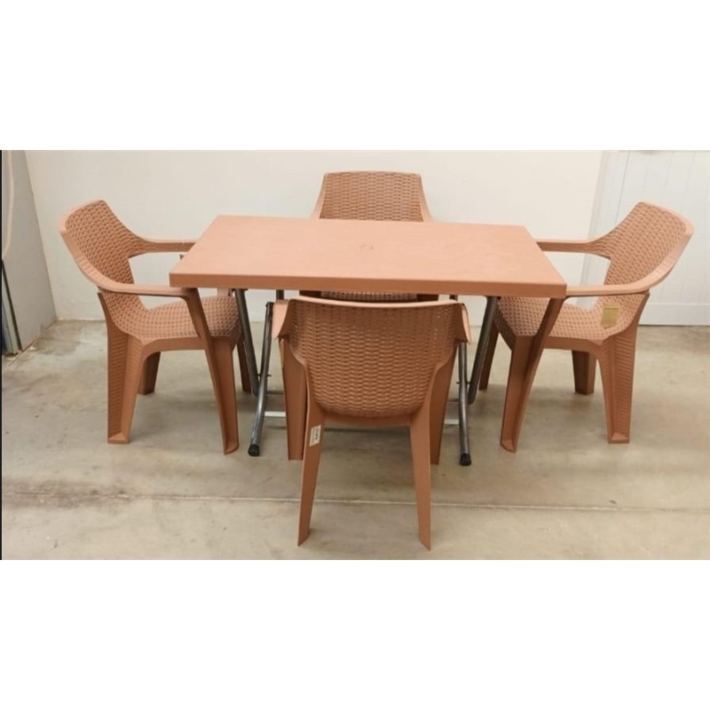 Cj Mesa Plast/met Rattan+4 Cad 120x70 Teka - Flora FLORA - 20260200122