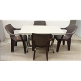 Cj Mesa Plast/met Rattan+4 Cad 120x70 Cinza - Flora FLORA - 20260200124