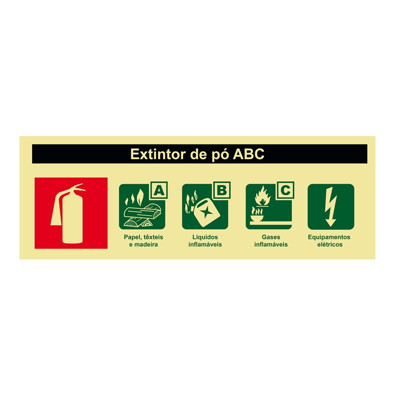 Placa Sinal Incendio Extintor Abc 240x85mm SINALUX - 20160700300