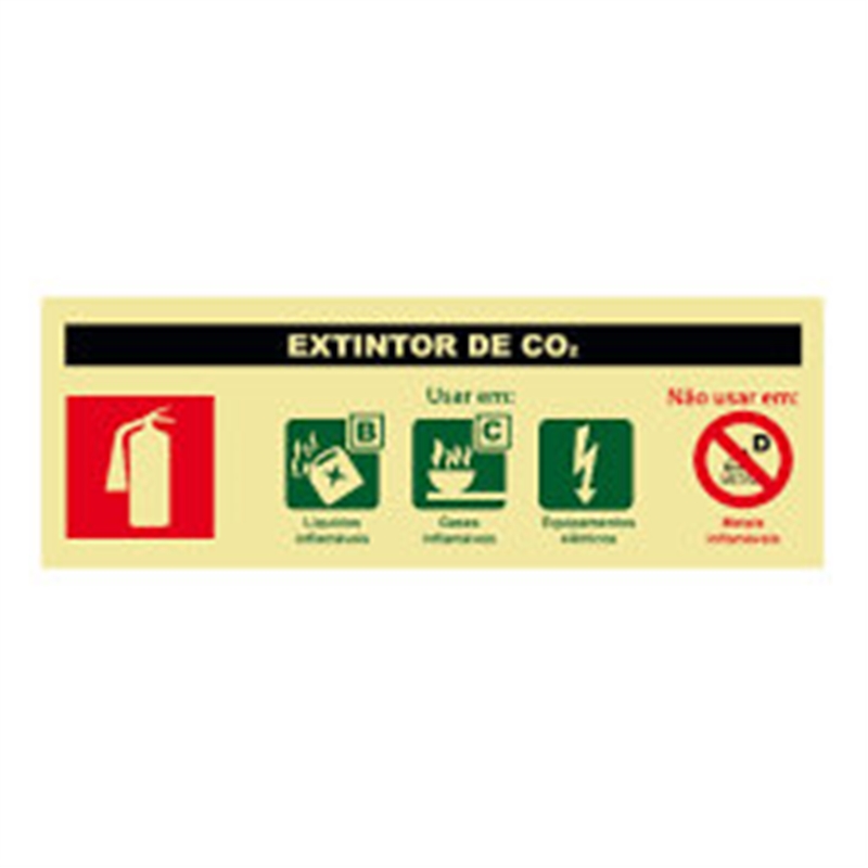 Placa Sinal Incendio Extintor Co2 240x85mm SINALUX - 20160900405